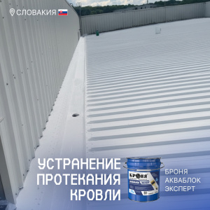 Устранение протекания металлической кровли с «Броня АкваБлок Эксперт» в Словакии (фото, видео)