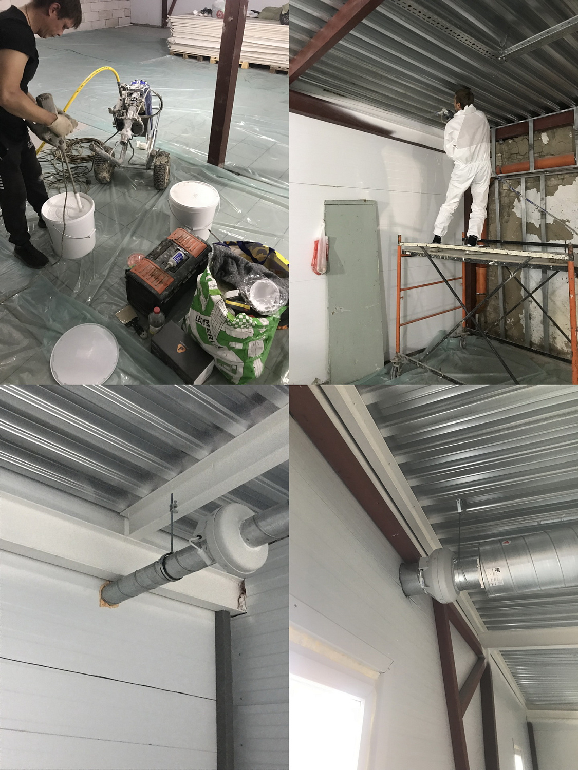 Bronya Fire protection when processing metal load-bearing structures in a store under construction Magnet in the village. Berry, Samara region