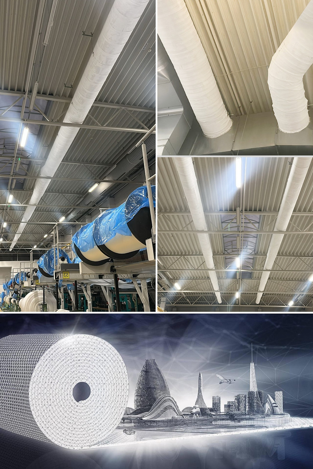 Thermal insulation and structural fire protection system R120 (Bronya Classic NF + Bronya FireProtection) for the ventilation systems of a production facility in the Czech Republic and Slovakia (photo)