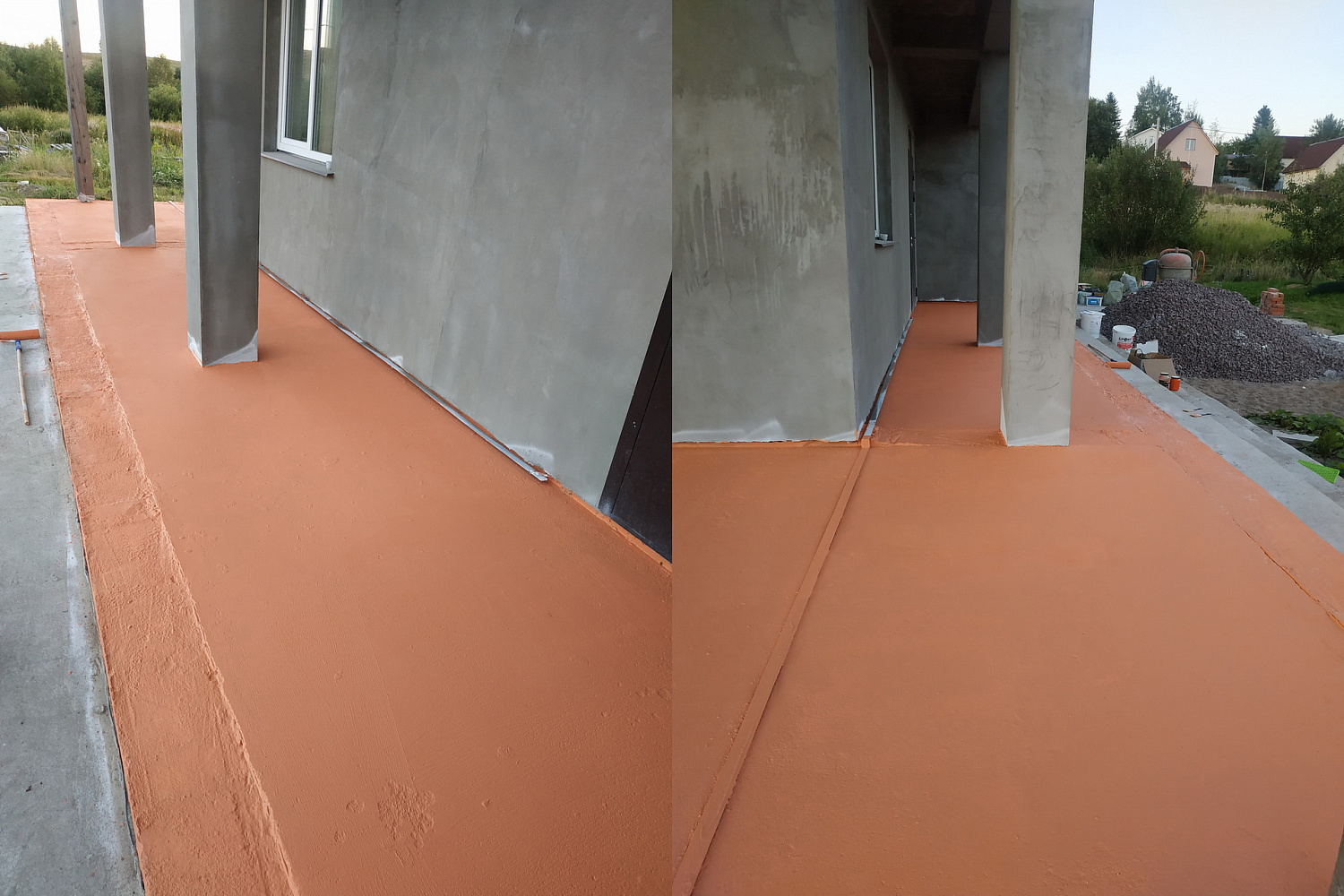 Bronya AquaBlok Effect for waterproofing the floor slab of the open terrace "SNT Rokhma" Leningrad Region. (photo + video)