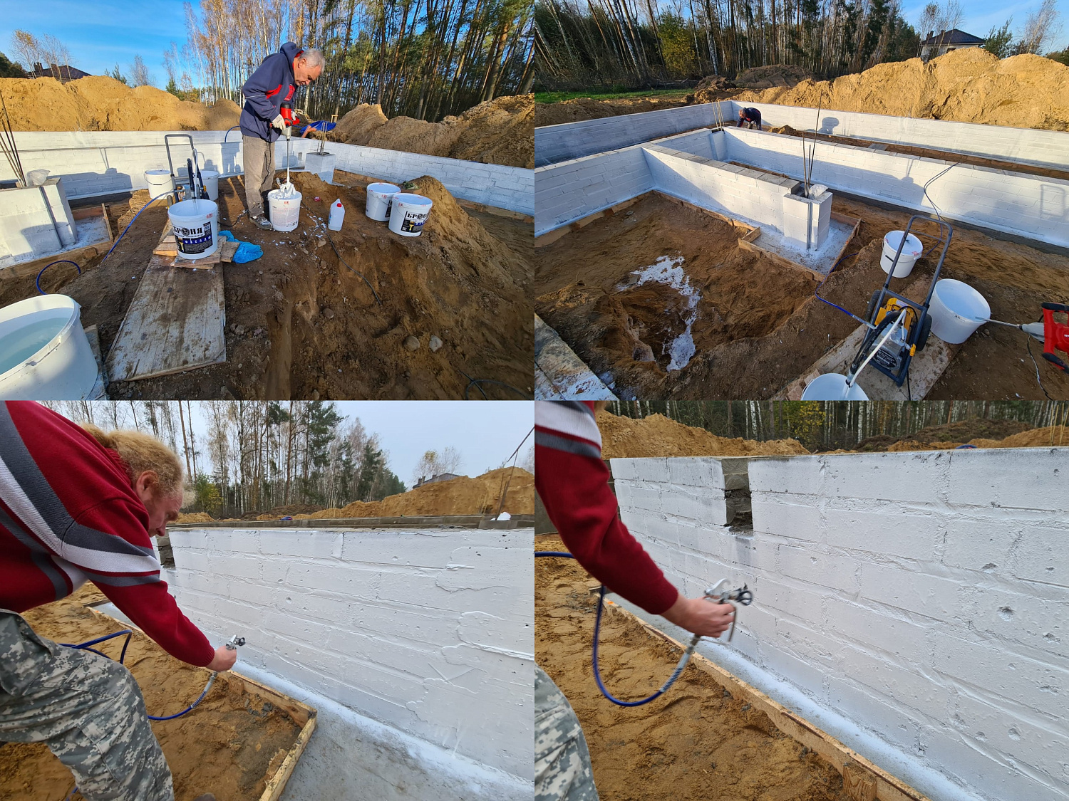 Bronya Facade, Light and Aquablok during the construction of a cottage village in Poland. (photo + video)