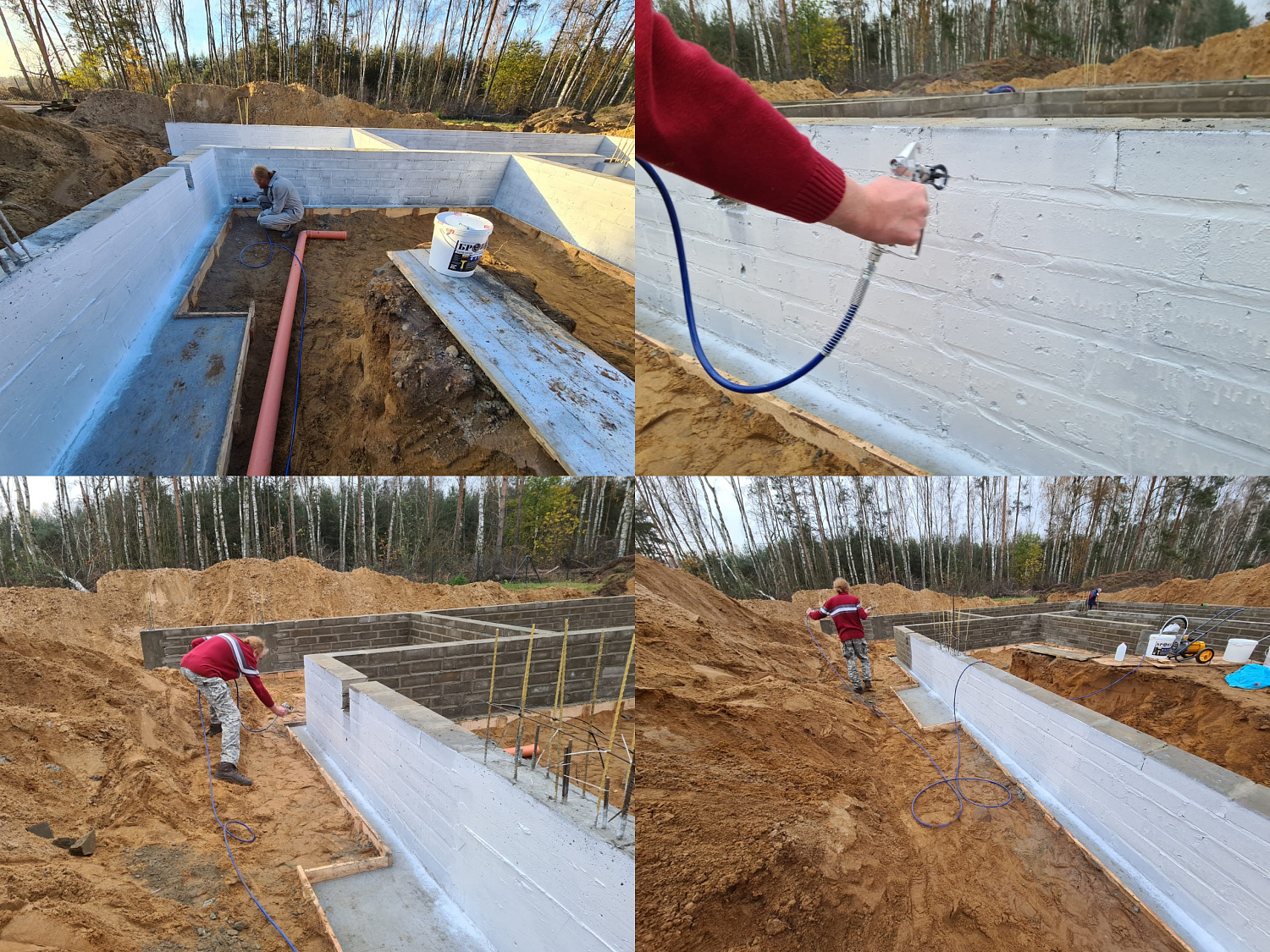 Bronya Facade, Light and Aquablok during the construction of a cottage village in Poland. (photo + video)