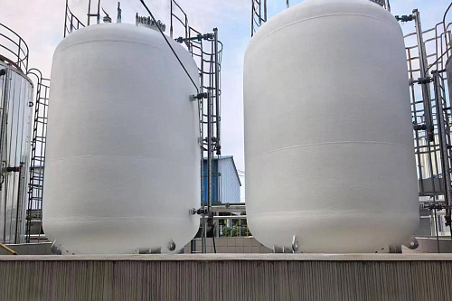 Application of "Bronya Classic NF" and "Bronya Anticor NF" for protection and thermal insulation of anaerobic tanks and furnaces at a chemical plant in China, Shandong Province (photo, video)