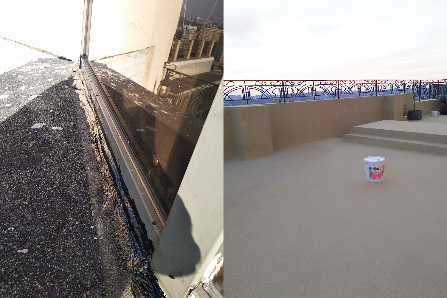Bronya AquaBlock waterproofing works of an open terrace in an apartment building Lanskoe highway 14, St. Petersburg (photo)