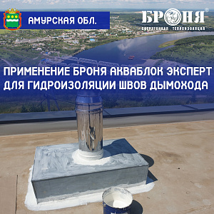 Применение Броня АкваБлок Эксперт на соединительных швах дымохода и крыши частного дома, Амурская область (фото, видео)