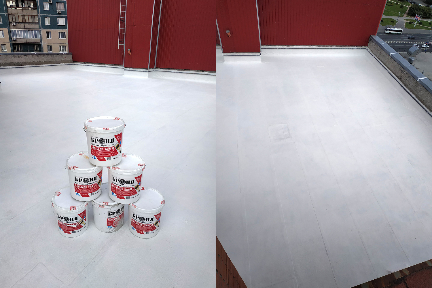 Application of AquaBlok Effect on the roof of a residential building and its examination after a season, Dolgoozernaya, 14, St. Petersburg (photo + video)