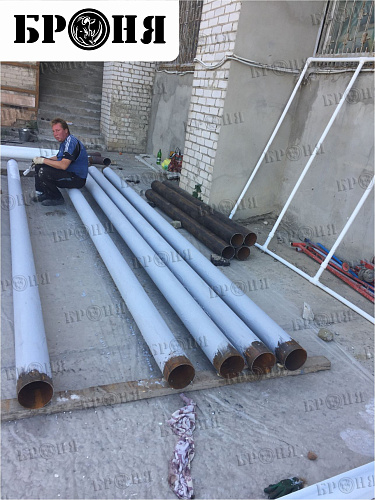 Thermal insulation Bronya on the heating pipeline of the Volgograd State Socio-Pedagogical University (photo)