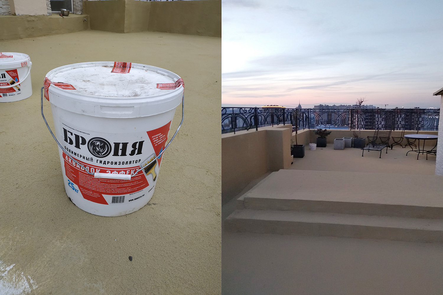 Bronya AquaBlock waterproofing works of an open terrace in an apartment building Lanskoe highway 14, St. Petersburg (photo)